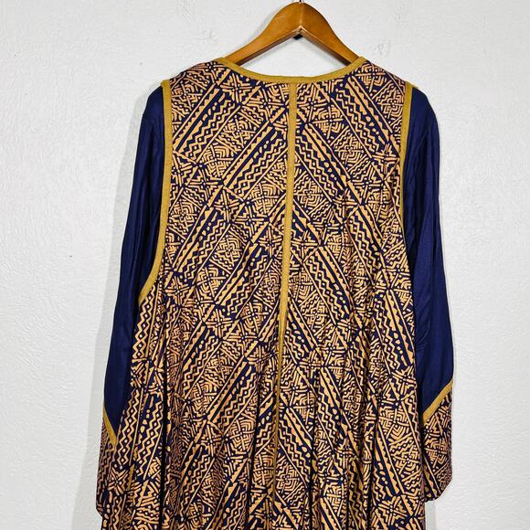 Molato Dress Shell Accents Geo Print Long Sleeve Knit Jersey Embroider Africa- L - Picture 5 of 8